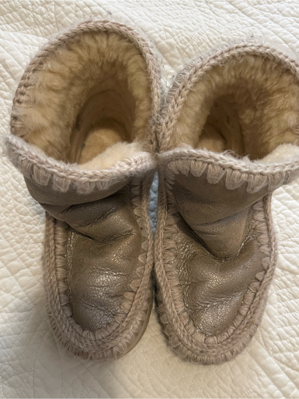 Mou Women's Shearling-Lined Ankle Booties - Doeskin shiny size 41
